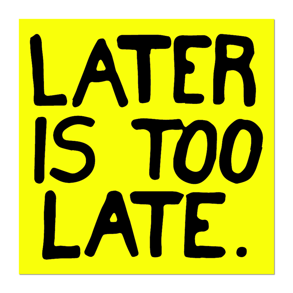 Sam Durant's Later Is Too Late Vinyl Sticker Decal