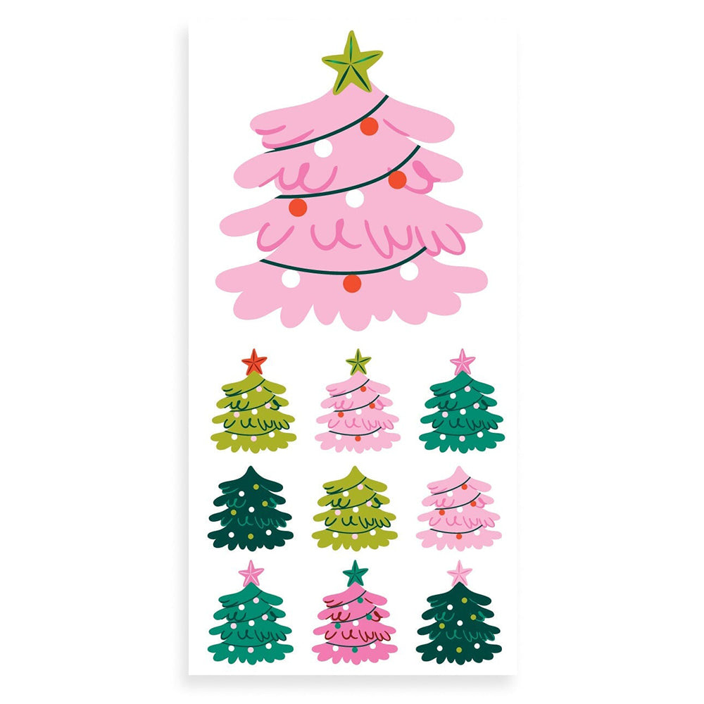 Spruce & Sparkle Pink & Green Christmas Tree Stickers