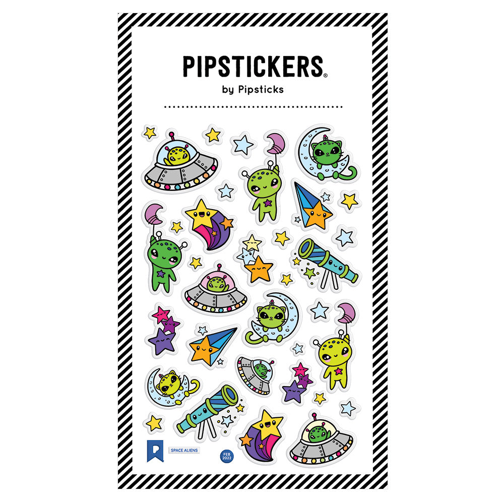 Space Aliens Glitter Puffy Stickers