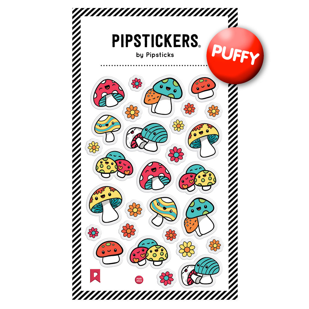 Fancy Mushrooms Glitter Puffy Stickers