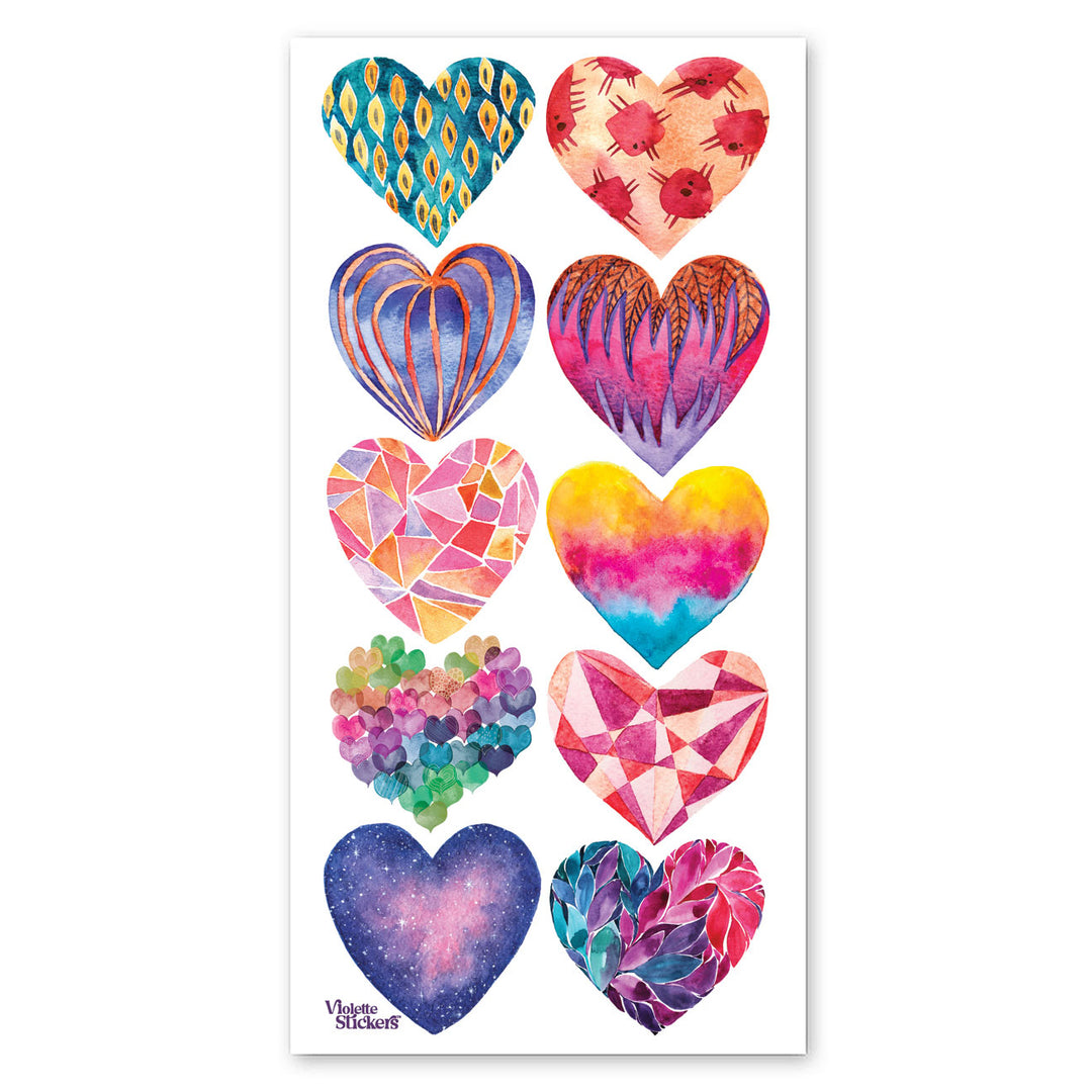 Watercolor Hearts Stickers