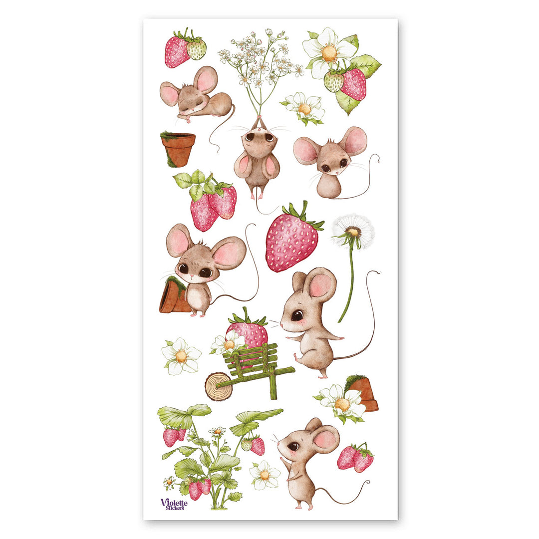 Strawberries and Mice Stickers