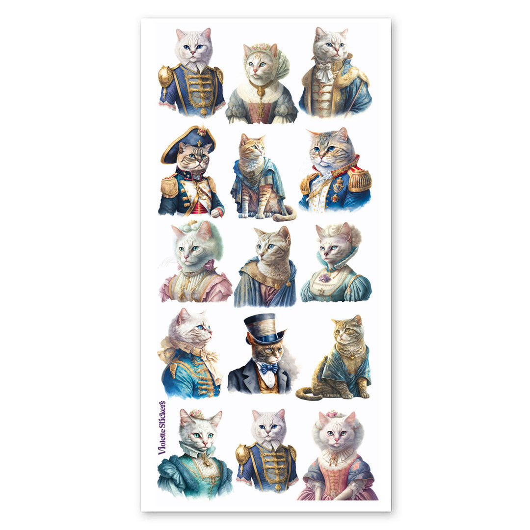 Victorian Cats Dressed in Royal Clothing Stickers