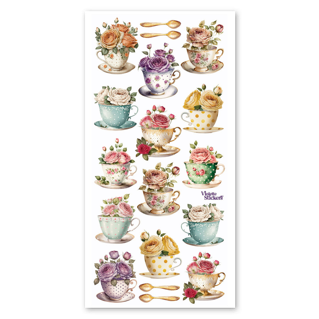 Rosey Teatime Stickers