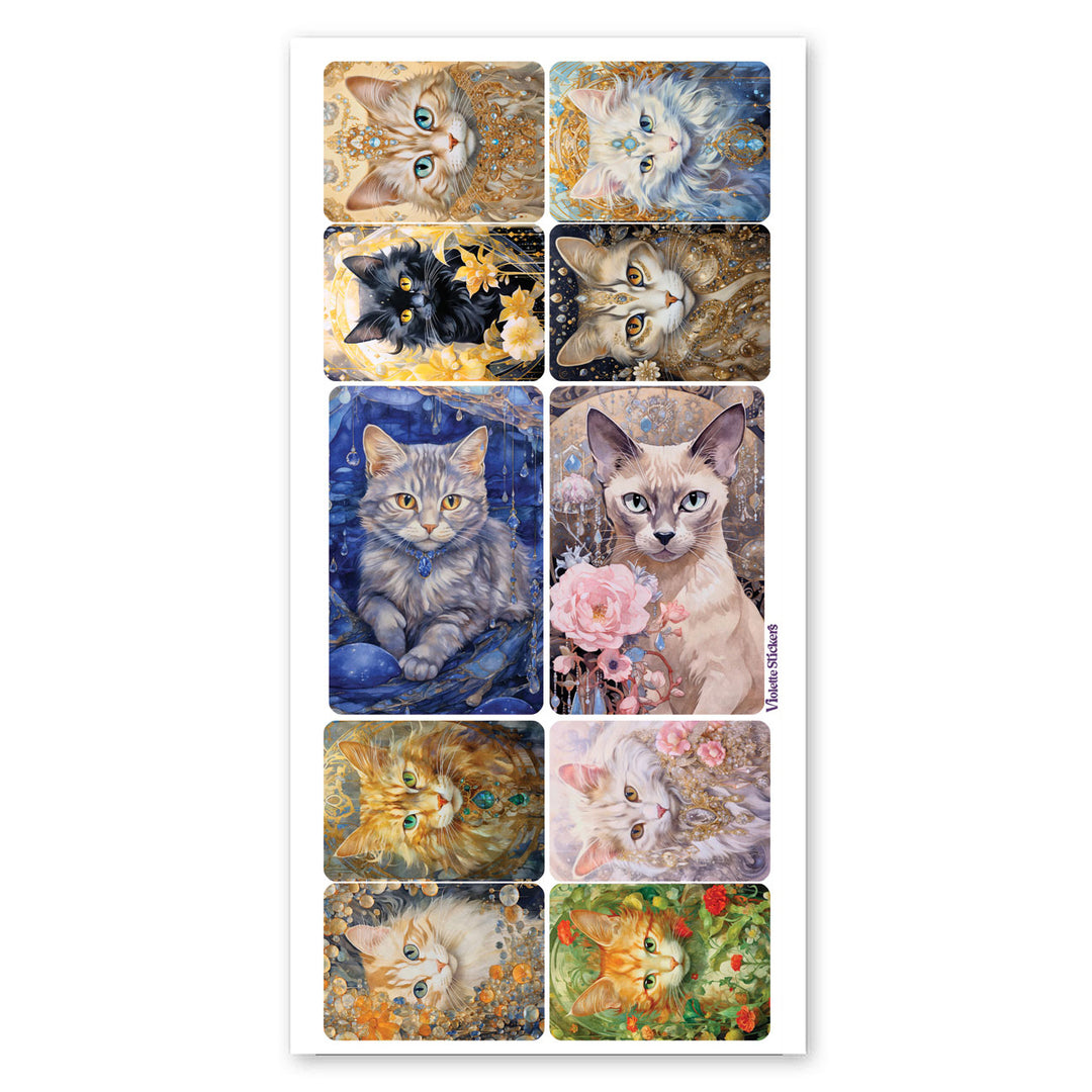 Jeweled Cats Stickers