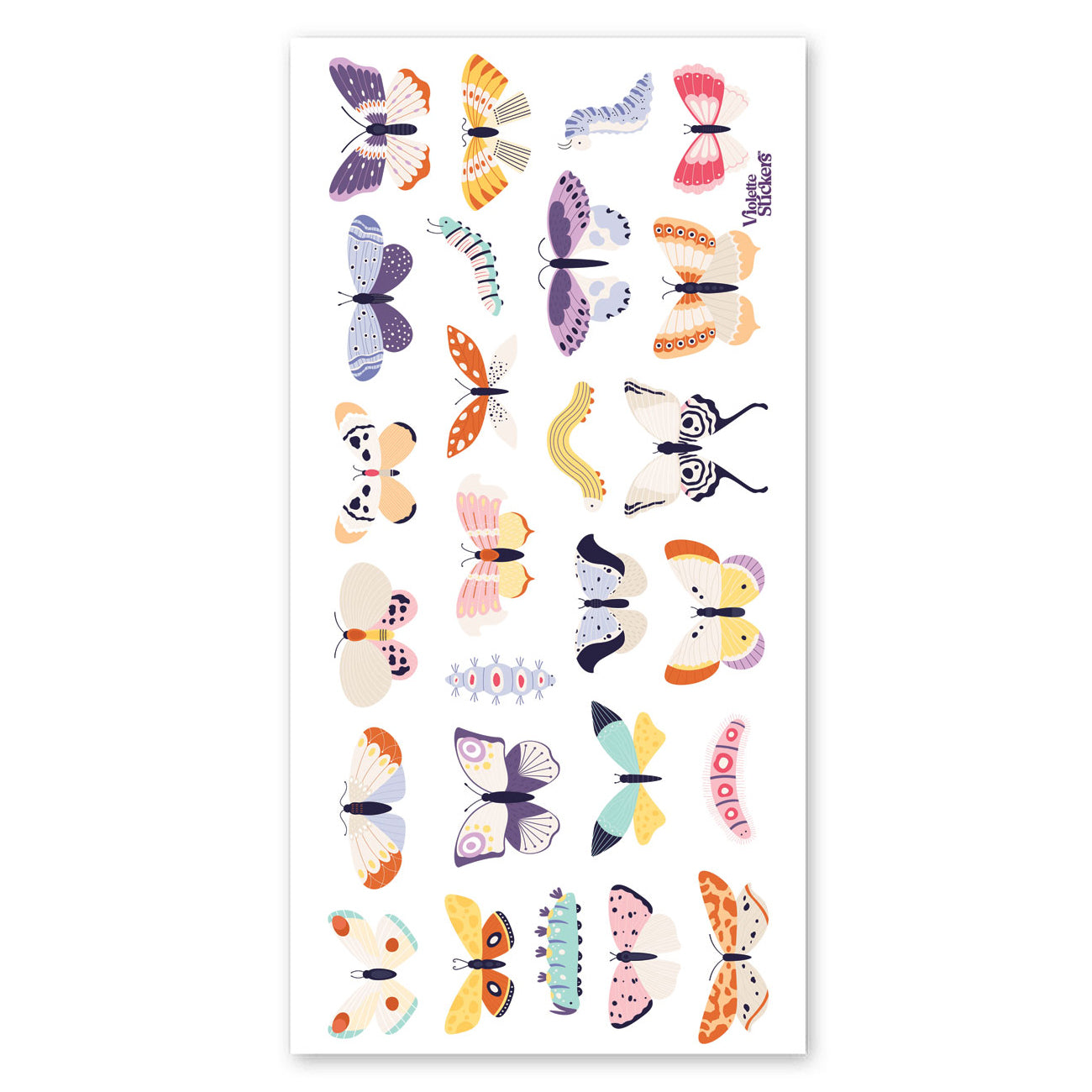 Crystal Caterpillar & Butterflies Stickers – Sticker Planet