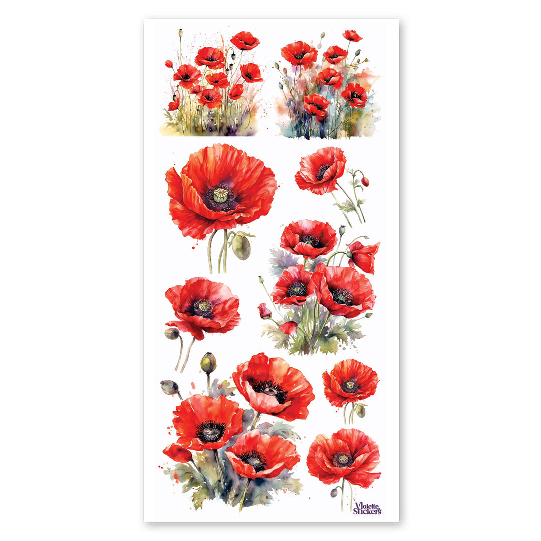 Red Poppies Stickers