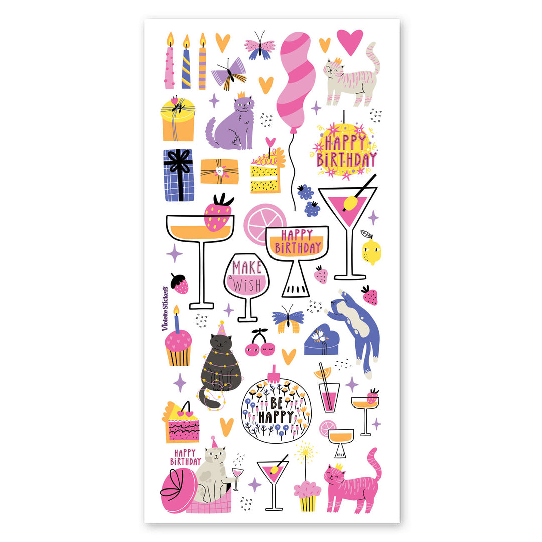 Cat Lady Birthday Stickers