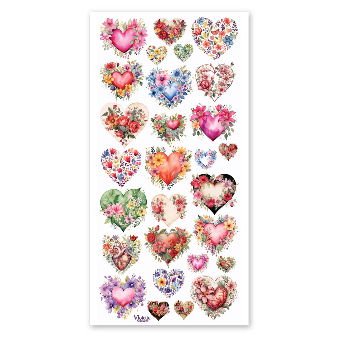 Floral Hearts Stickers