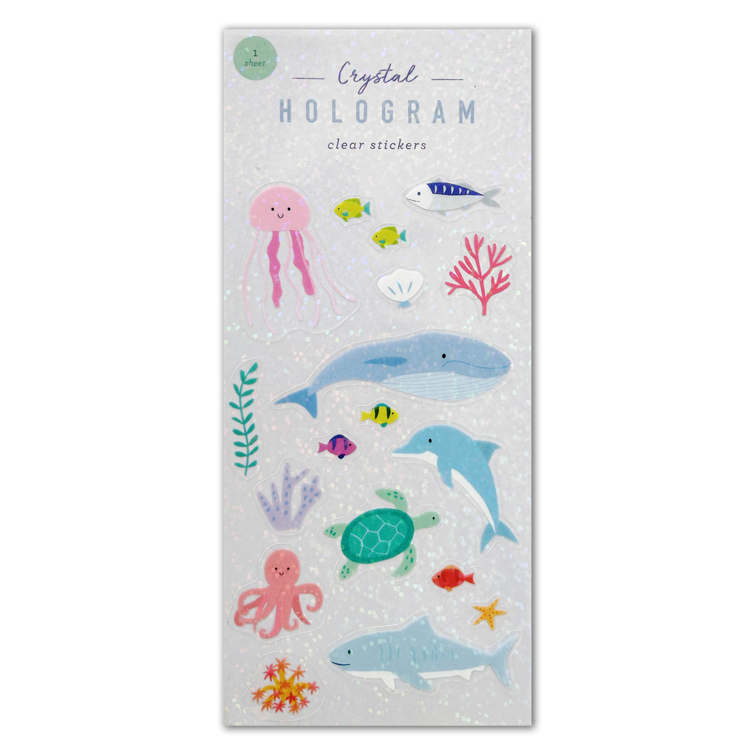 Ocean Animals Hologram Clear Stickers