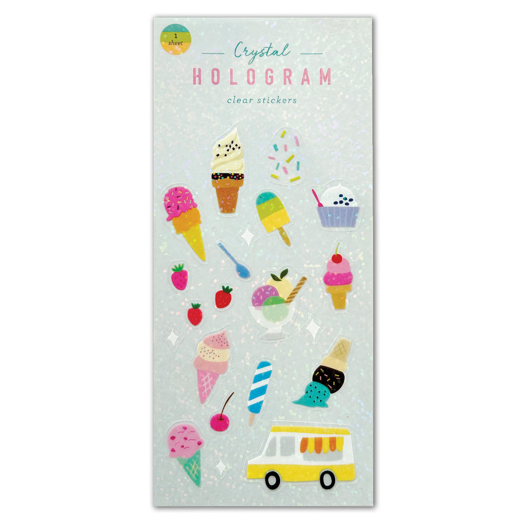 Ice Cream Hologram Clear Stickers