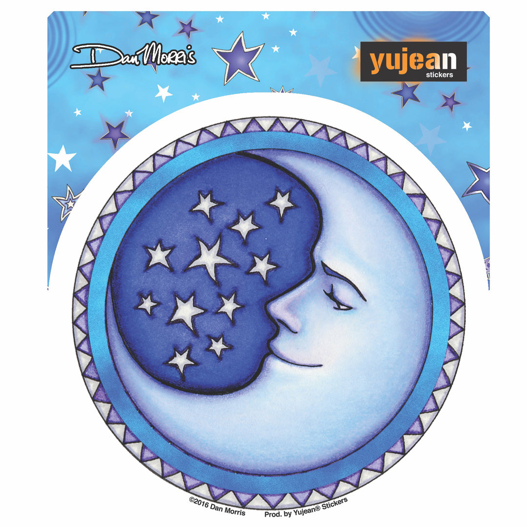 Blue Crescent Moon & Stars Vinyl Sticker Decal