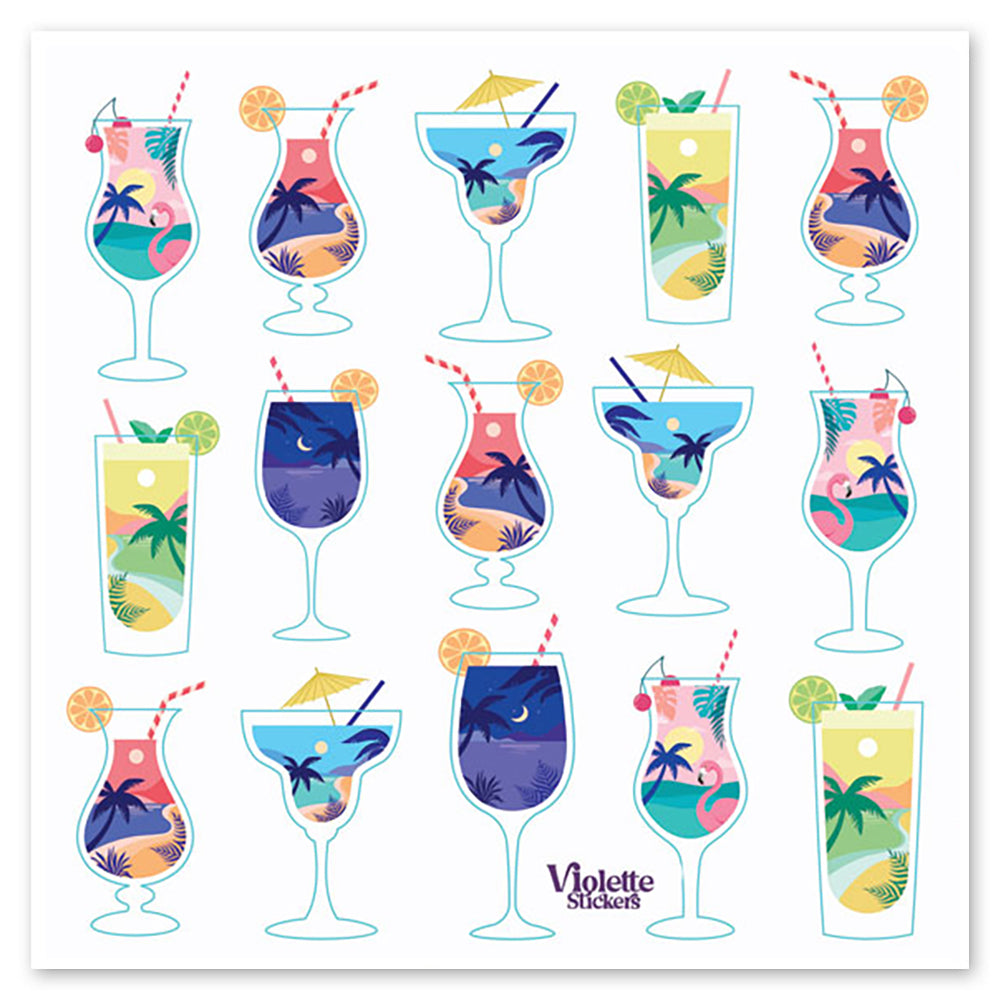 Sunset Cocktail Drinks Stickers