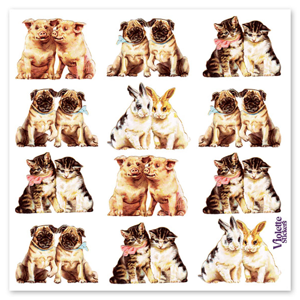 Sweetheart Cats, Dogs, Rabbits and Pigs Stickers