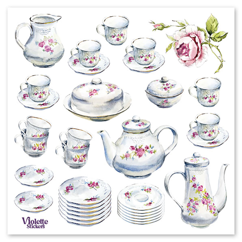 Miniature China Floral Dishes Stickers