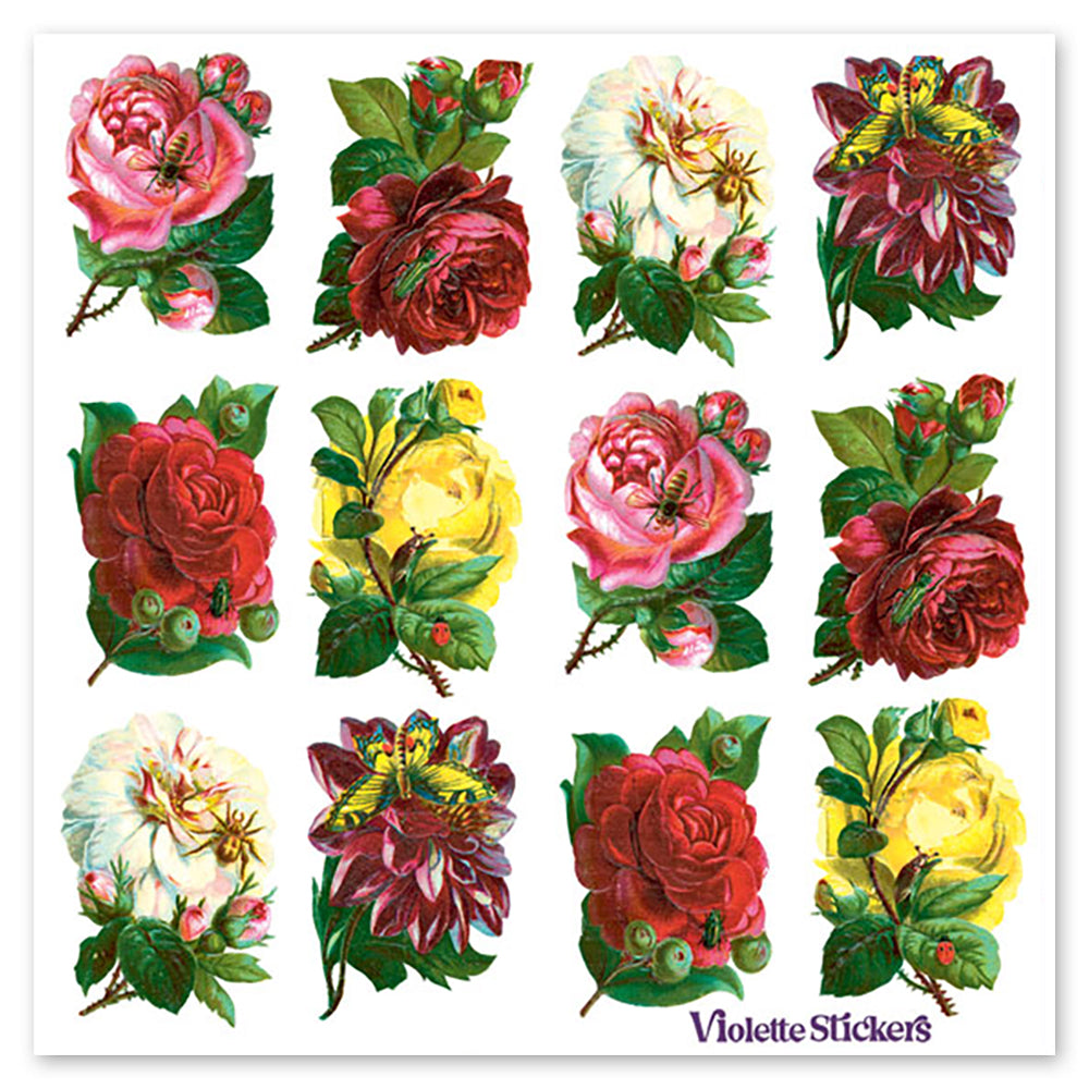 Roses With Insects Stickers