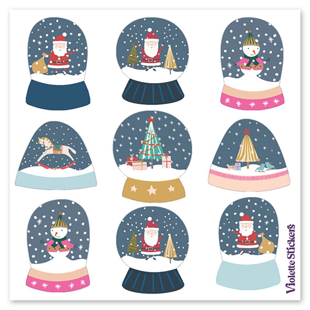 Blue Christmas Snowglobe Stickers