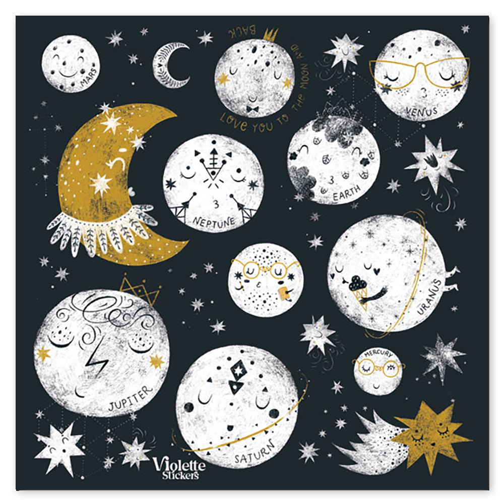 Planets And Star Sky Stickers