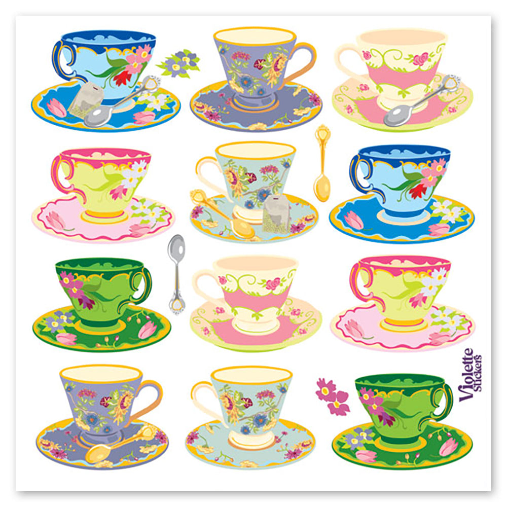 English Teatime Teacup Stickers