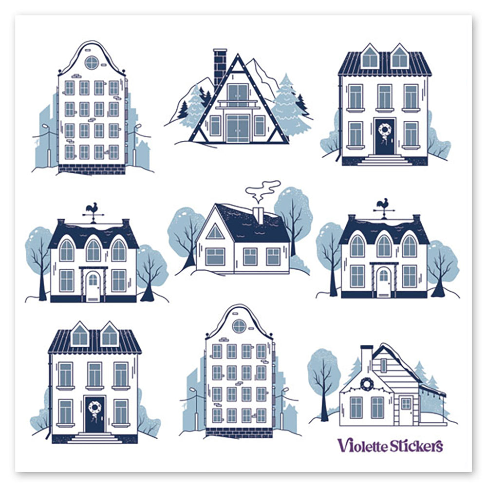 Crystal Winter Houses Stickers
