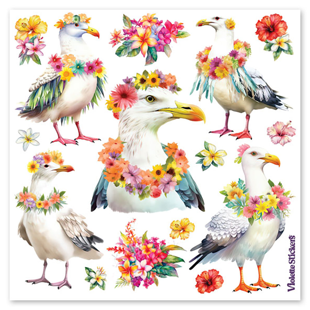 Seagulls with Leis Stickers