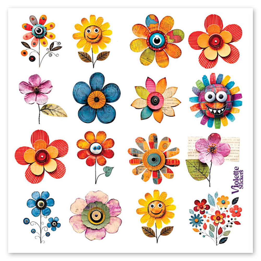 Happyface Flowers Stickers