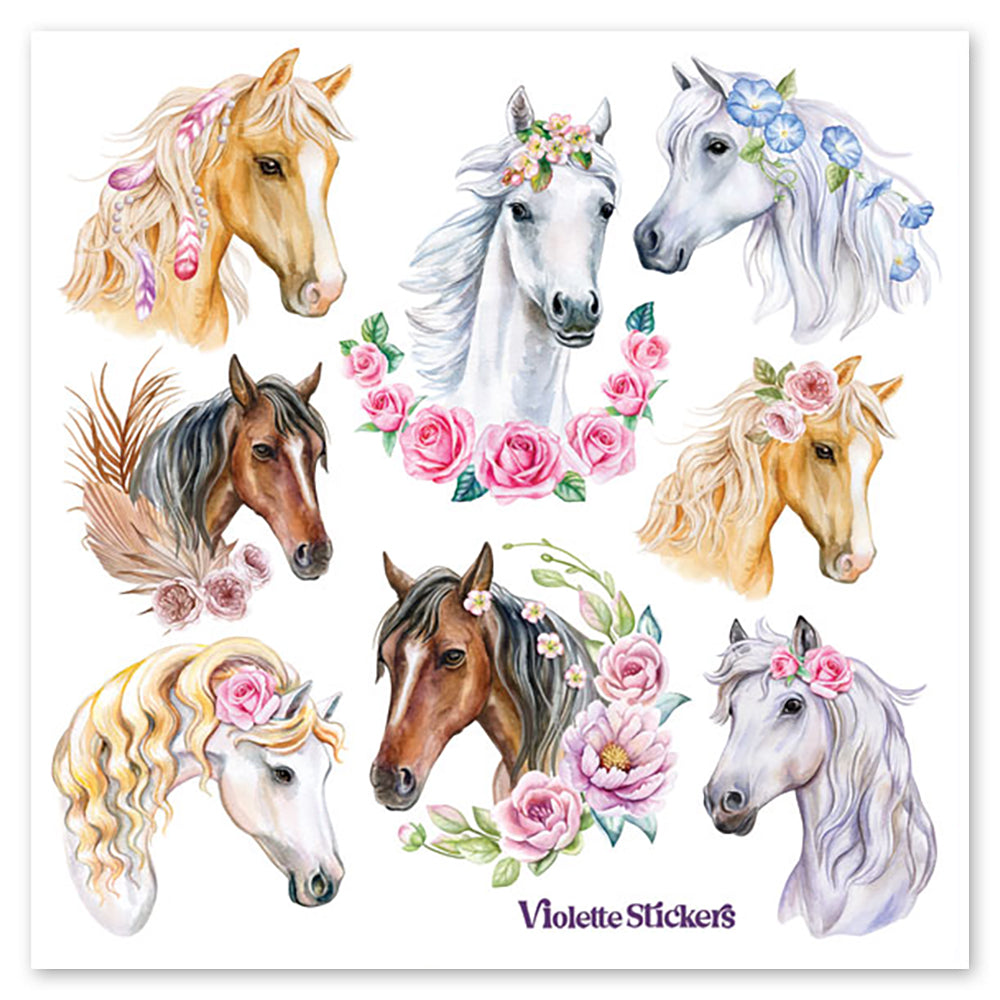 Horses With Flower Garlands Stickers