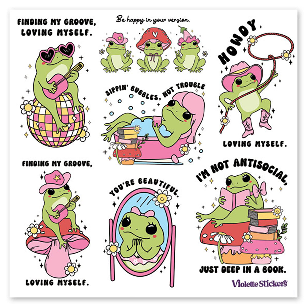 Happy Frog Sayings Stickers