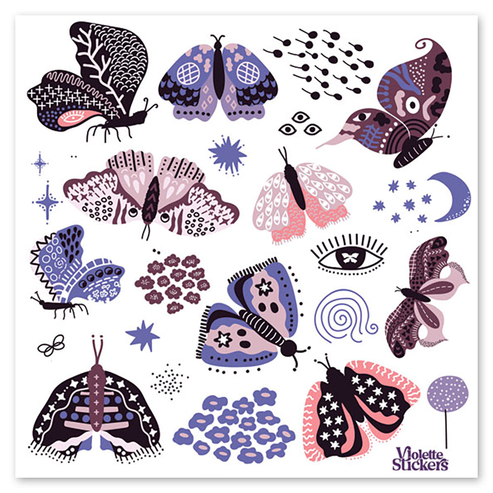 Purple Moths Stickers