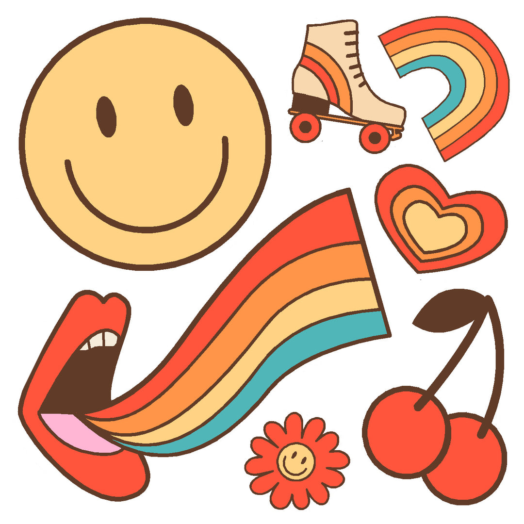 Smiley Face Vinyl Sticker Decal Set