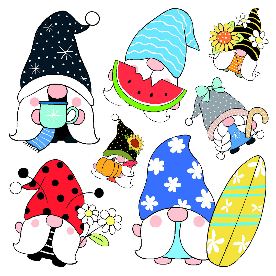 Summer Gnomes Vinyl Sticker Decal Set