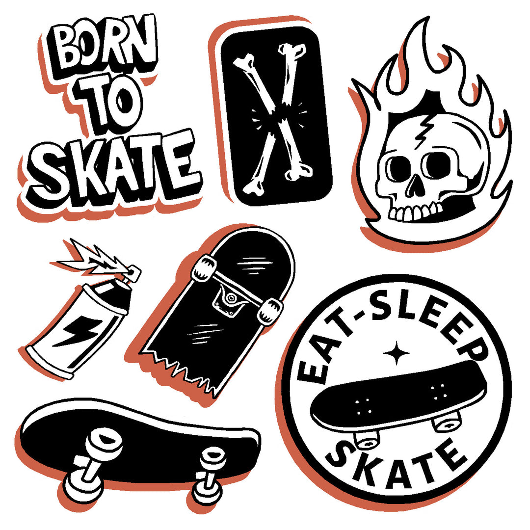 Skateboarding Vinyl Sticker Decal Set