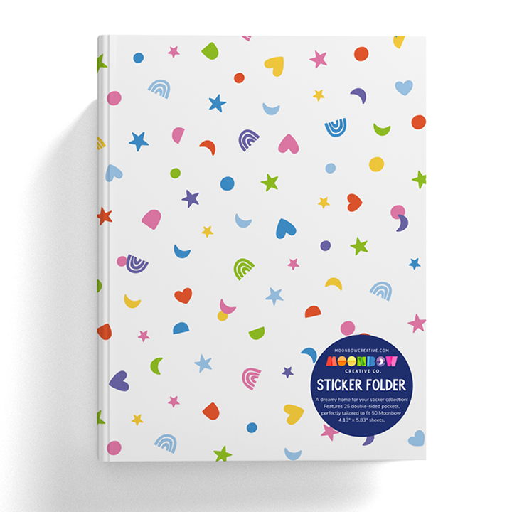 Confetti White Moon Sticker Organizing Folder - Cover