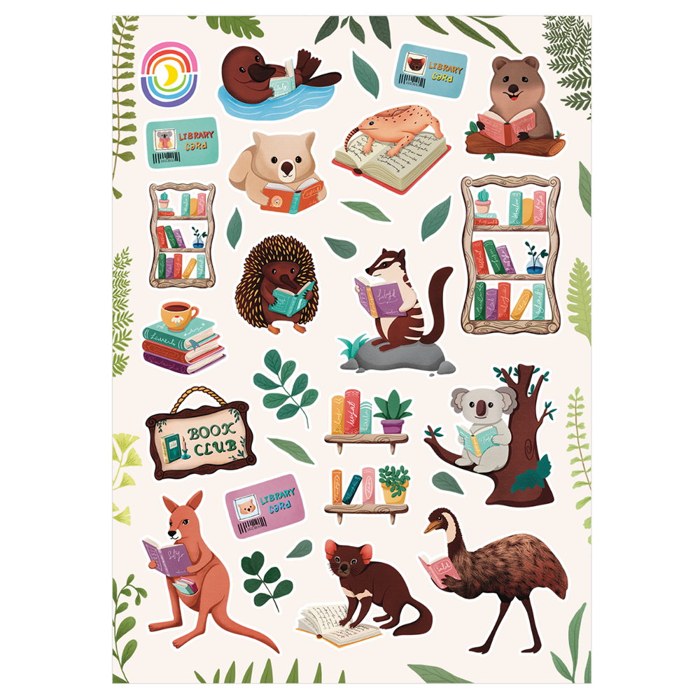 Aussie Animal Book Club Glossy Sticker Sheet