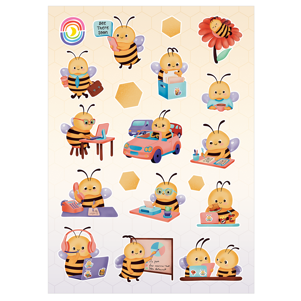 Buzz-iness Hours Bee Glossy Sticker Sheet