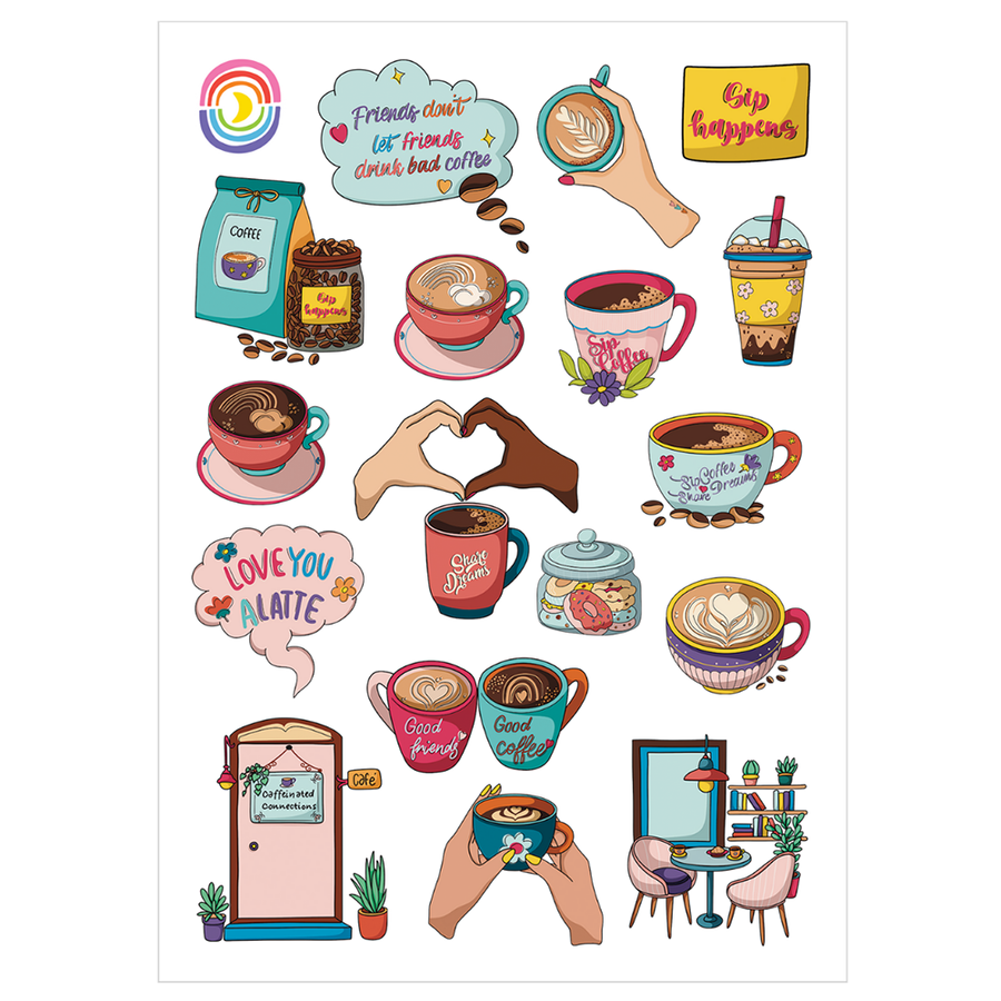 Caffeinated Connections Glossy Sticker Sheet – Sticker Planet