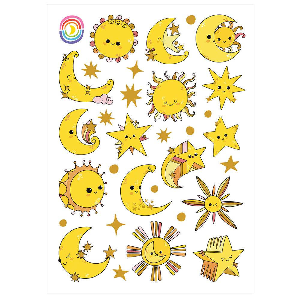 Golden Celestial Gold Hologram Foil Sticker Sheet