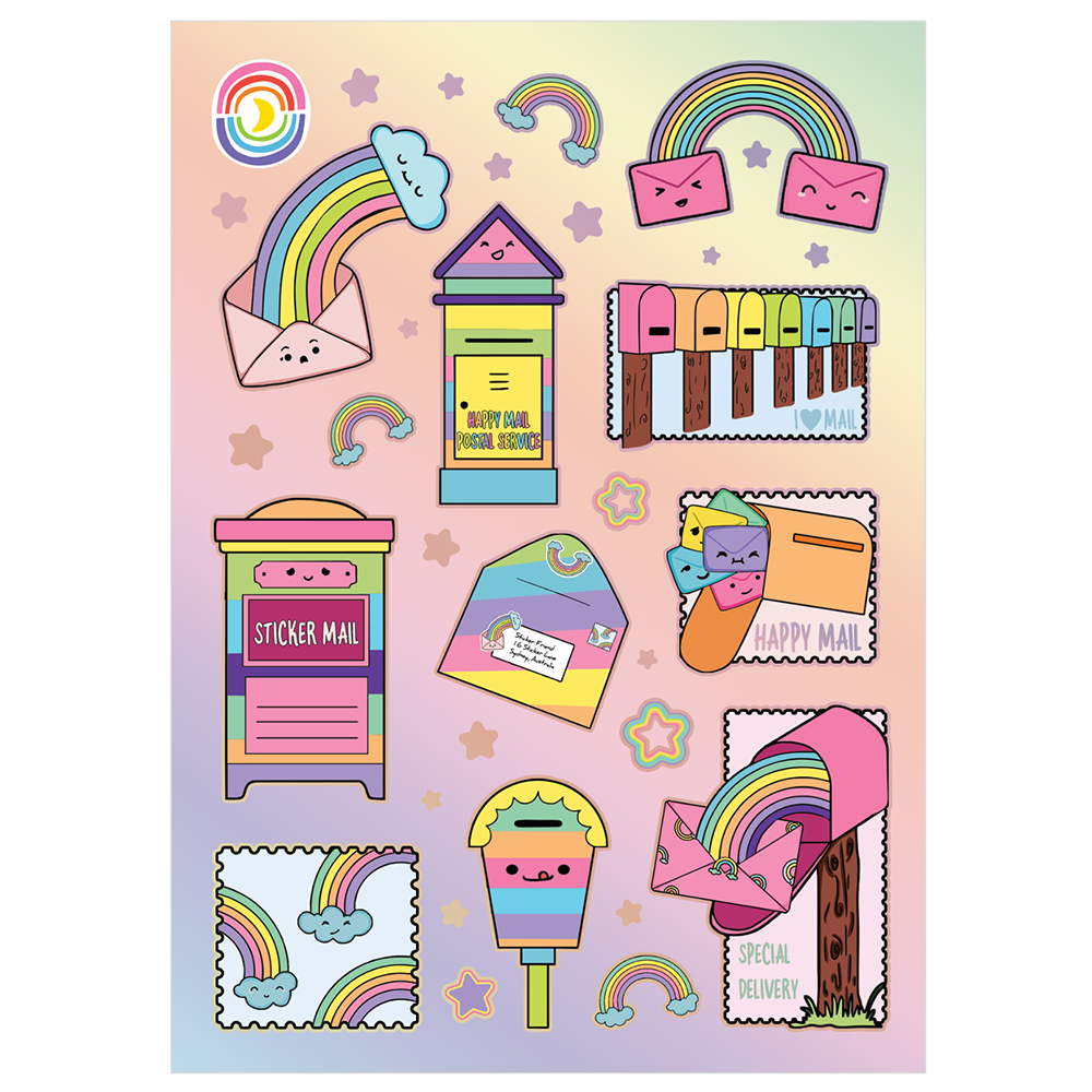 Rainyboos Rainbow Mail Foil Sticker Sheet