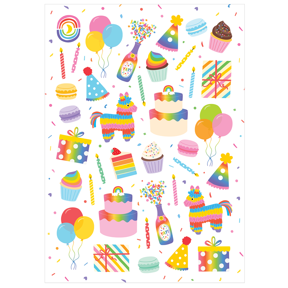 Rainbow Party Glossy Sticker Sheet