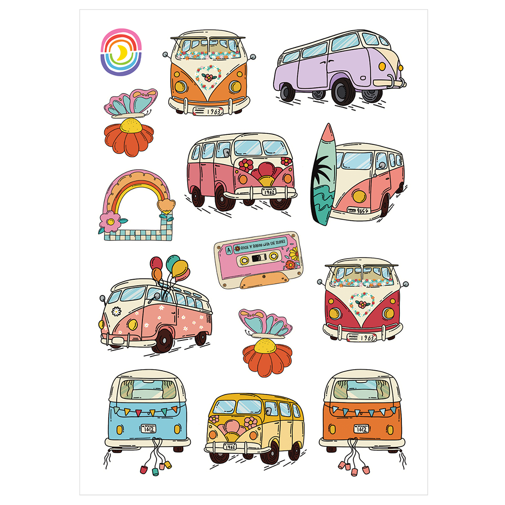 Combi Vans Adventures Glossy Sticker Sheet