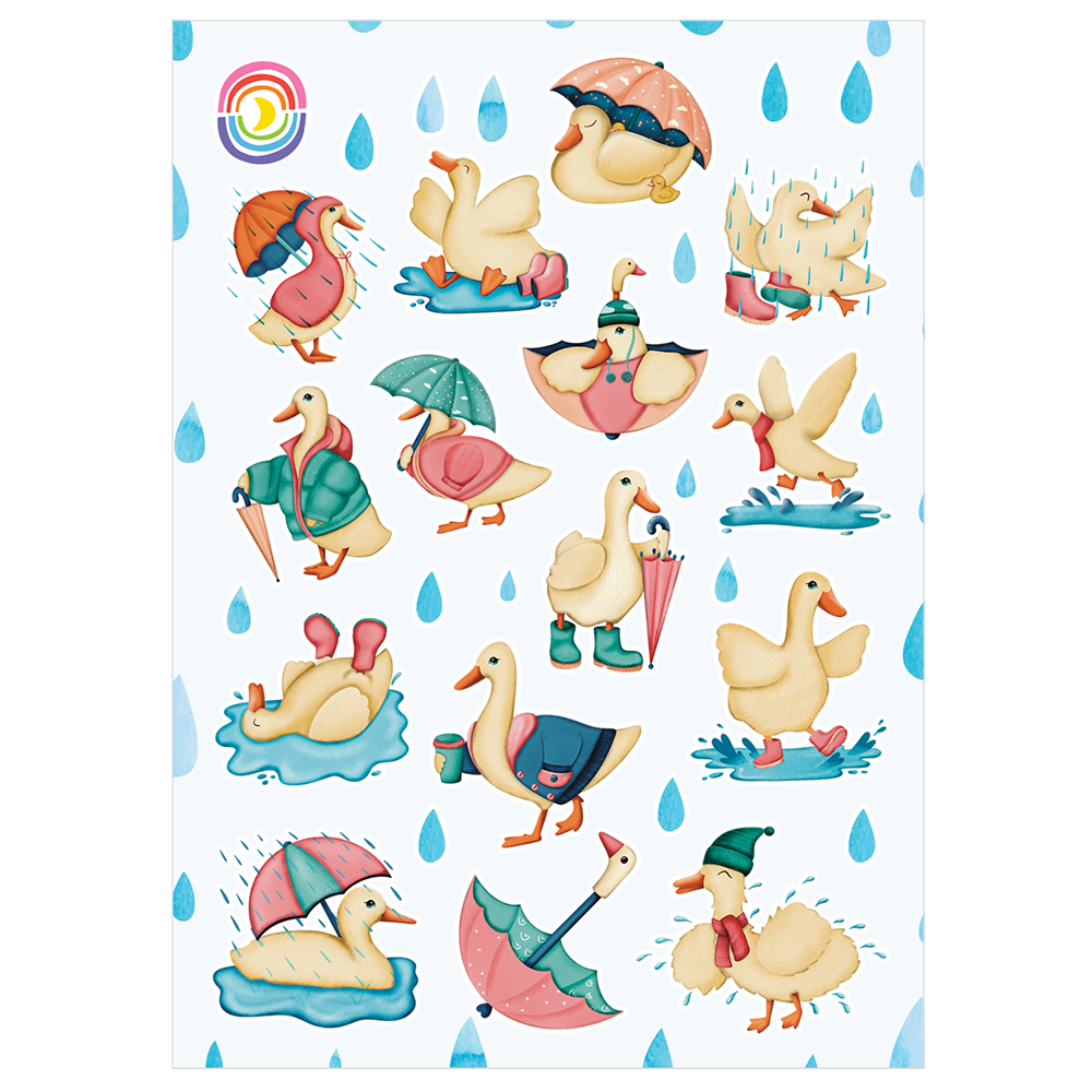 Duck for Cover Rainy Day Duck Glossy Sticker Sheet