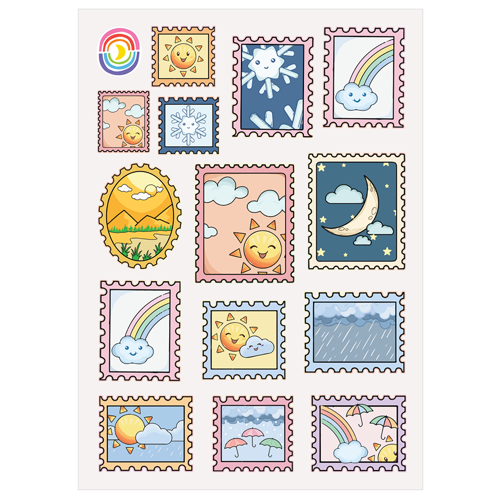 Cute Weather Stamps Foil Sticker Sheet
