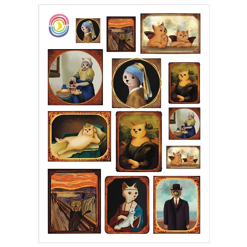 Meowna Lisa Cat Portrait Glossy Sticker Sheet