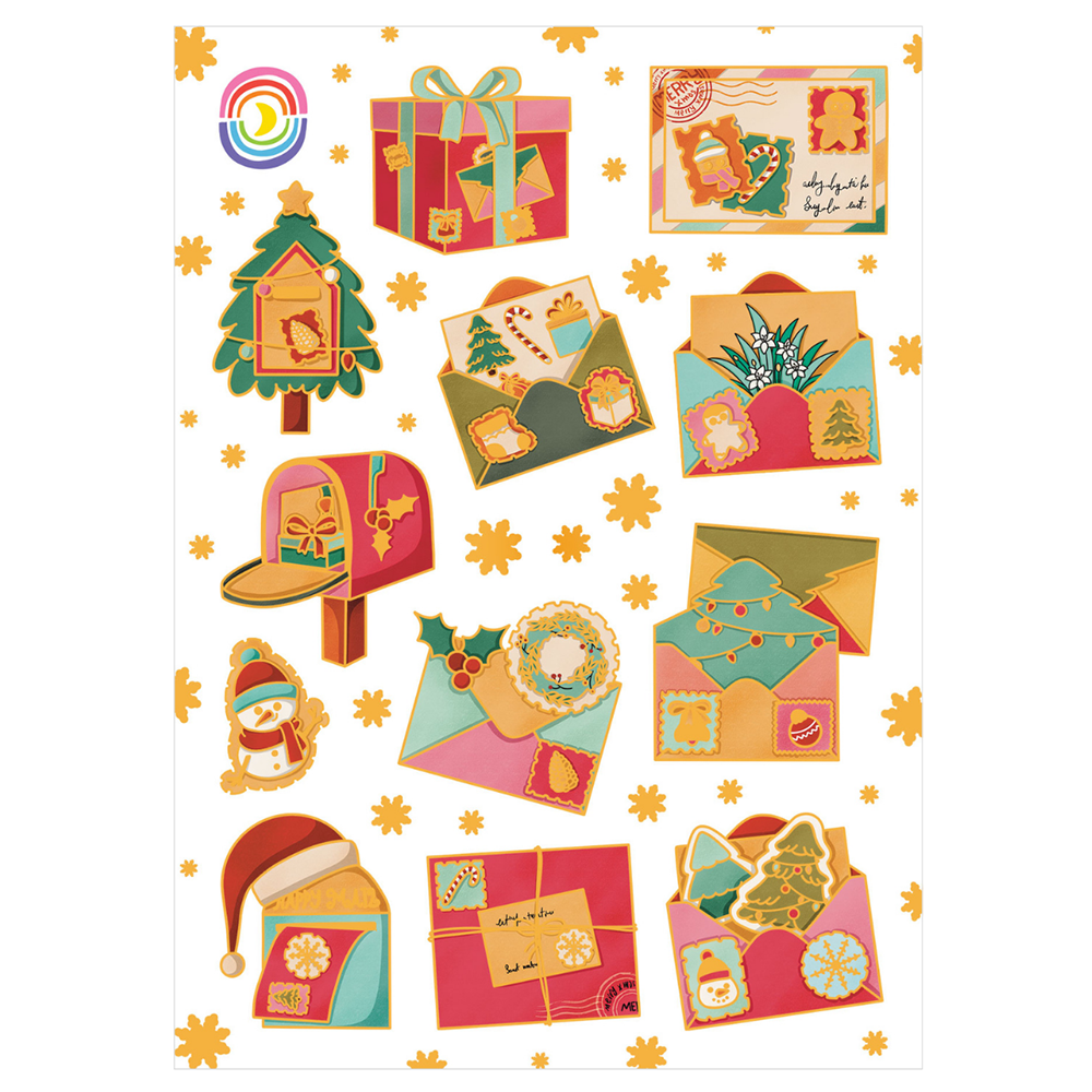 Merry Mail Days Christmas Gold Foil Sticker Sheet