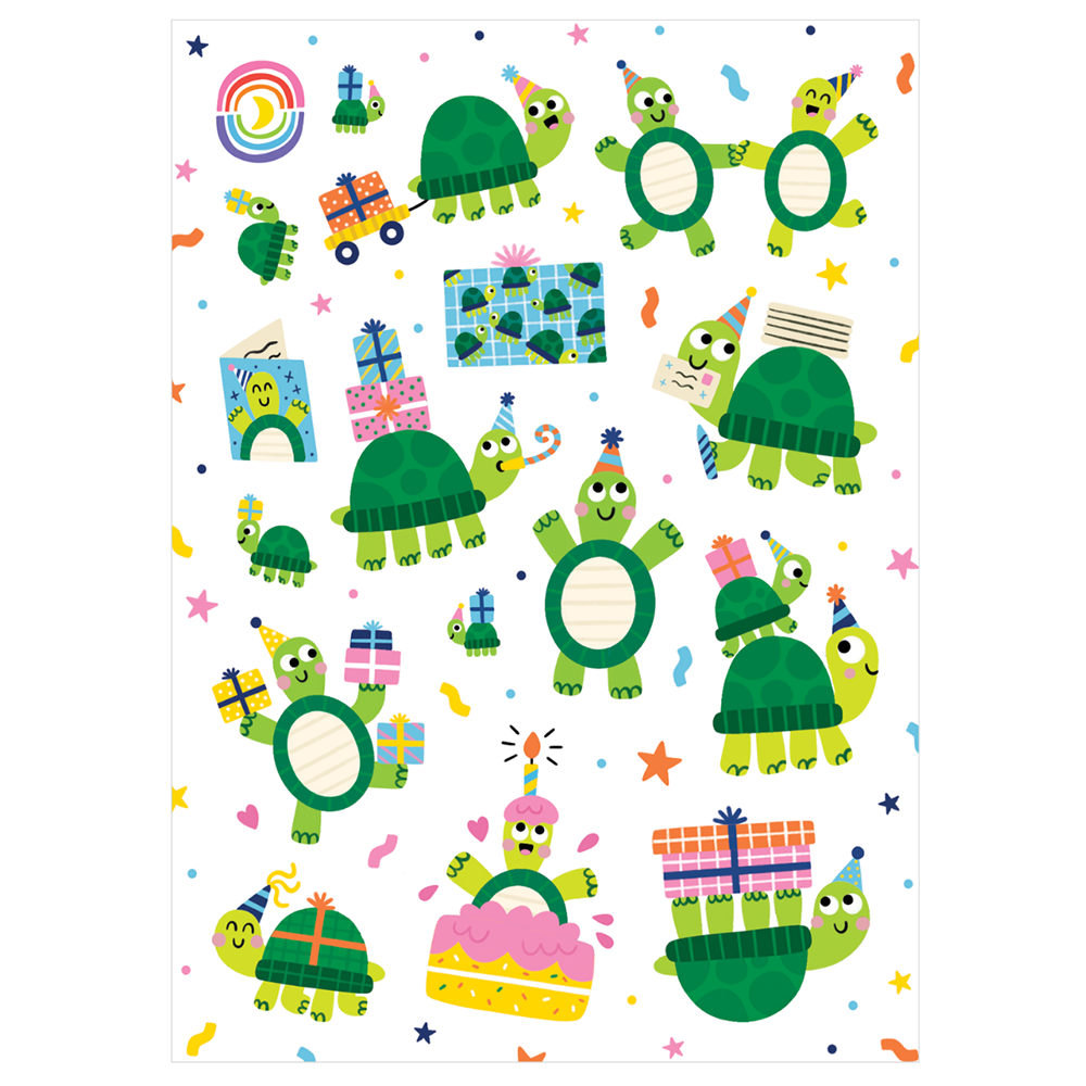 Turtley Fun Party Glossy Sticker Sheet