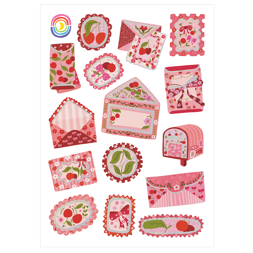 Vintage Cherry Mail Foil Sticker Sheet