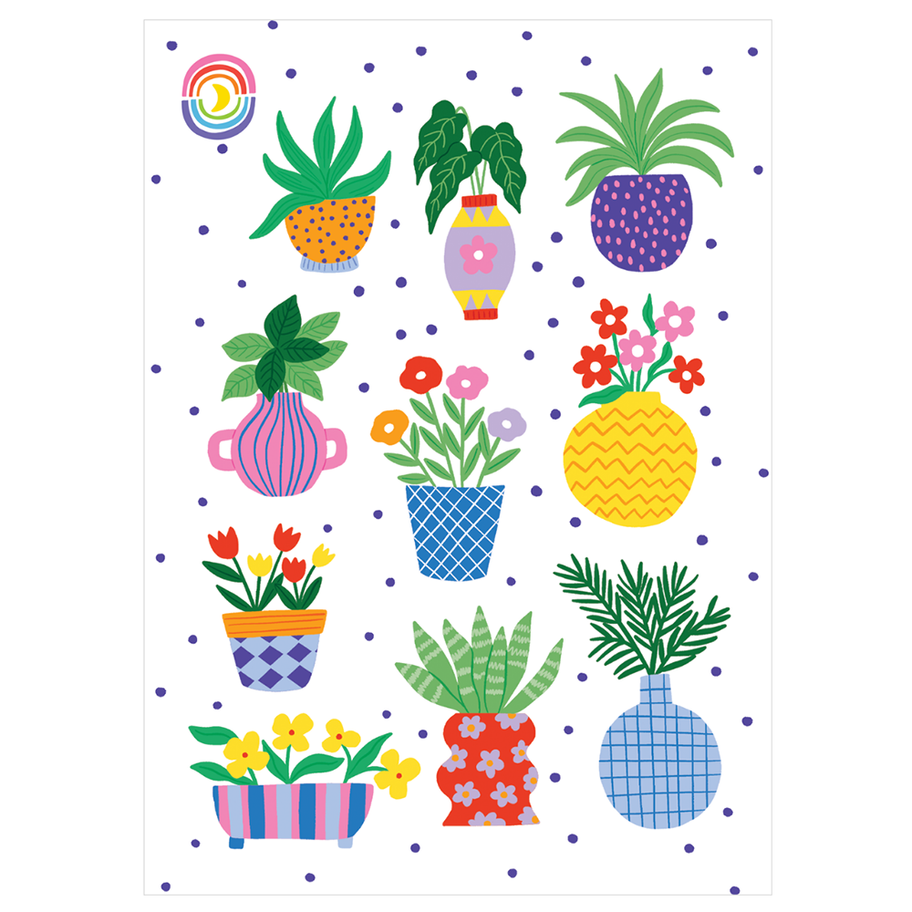 Artsy Plants In Pots Glossy Sticker Sheet