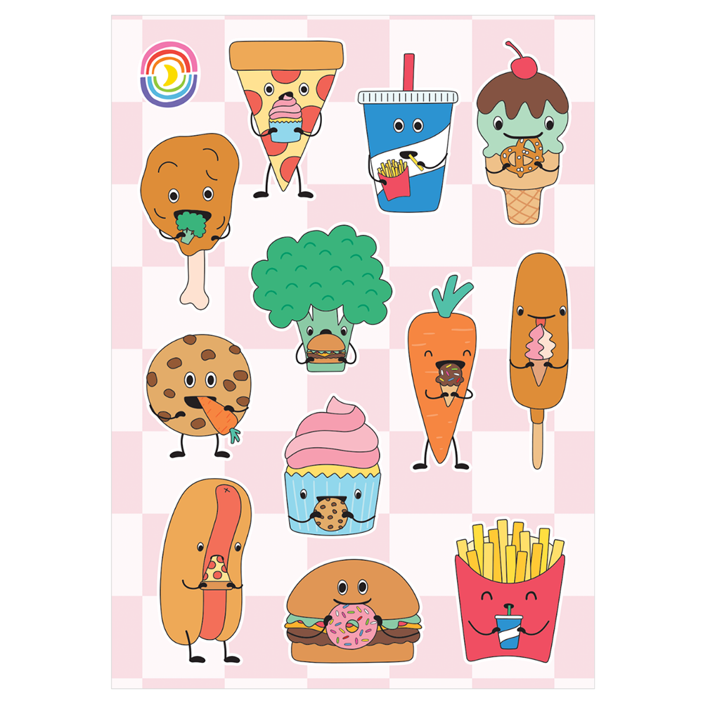 Snack Attack Food Glossy Sticker Sheet