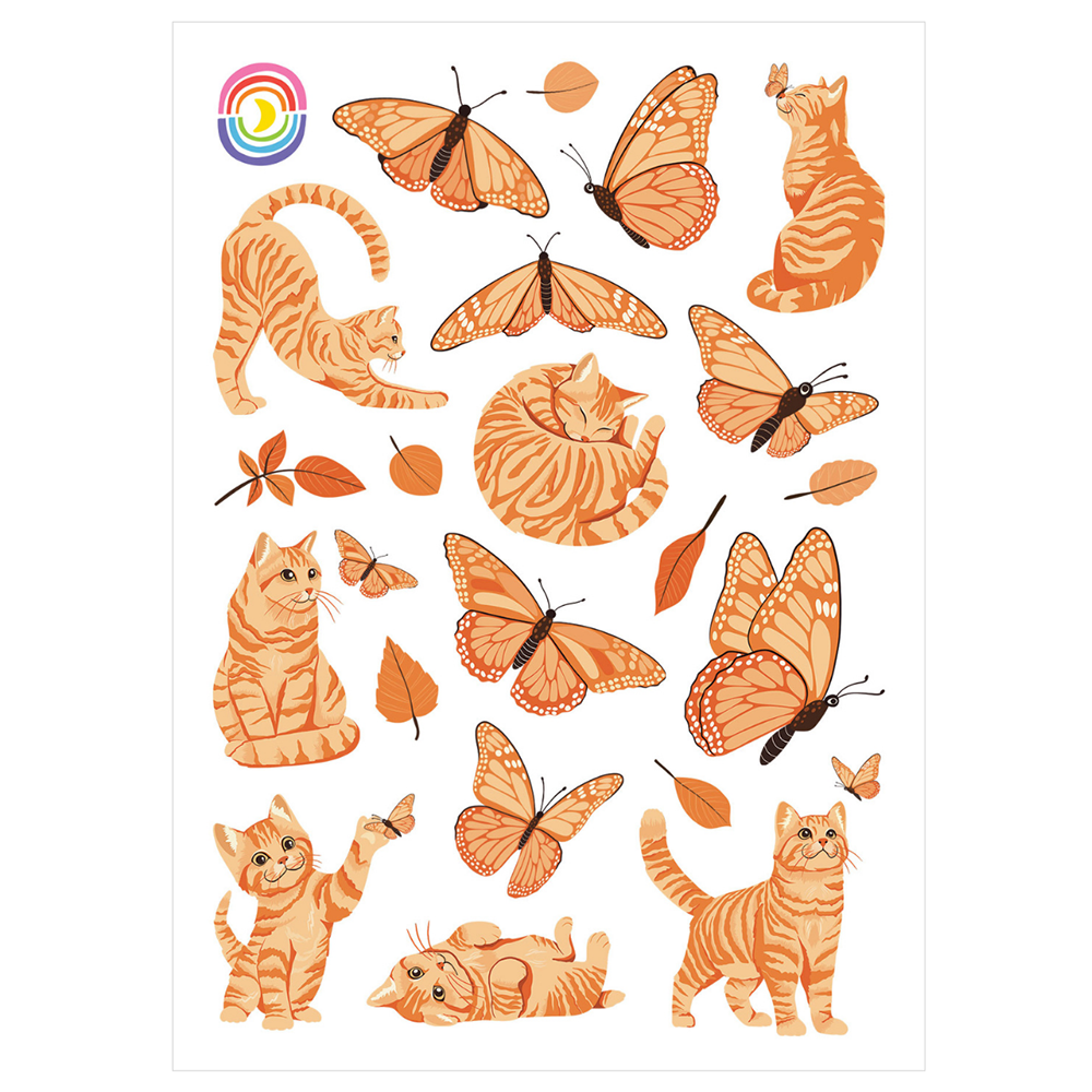 Sunbeam Companions Cats And Butterflies Glossy Sticker Sheet