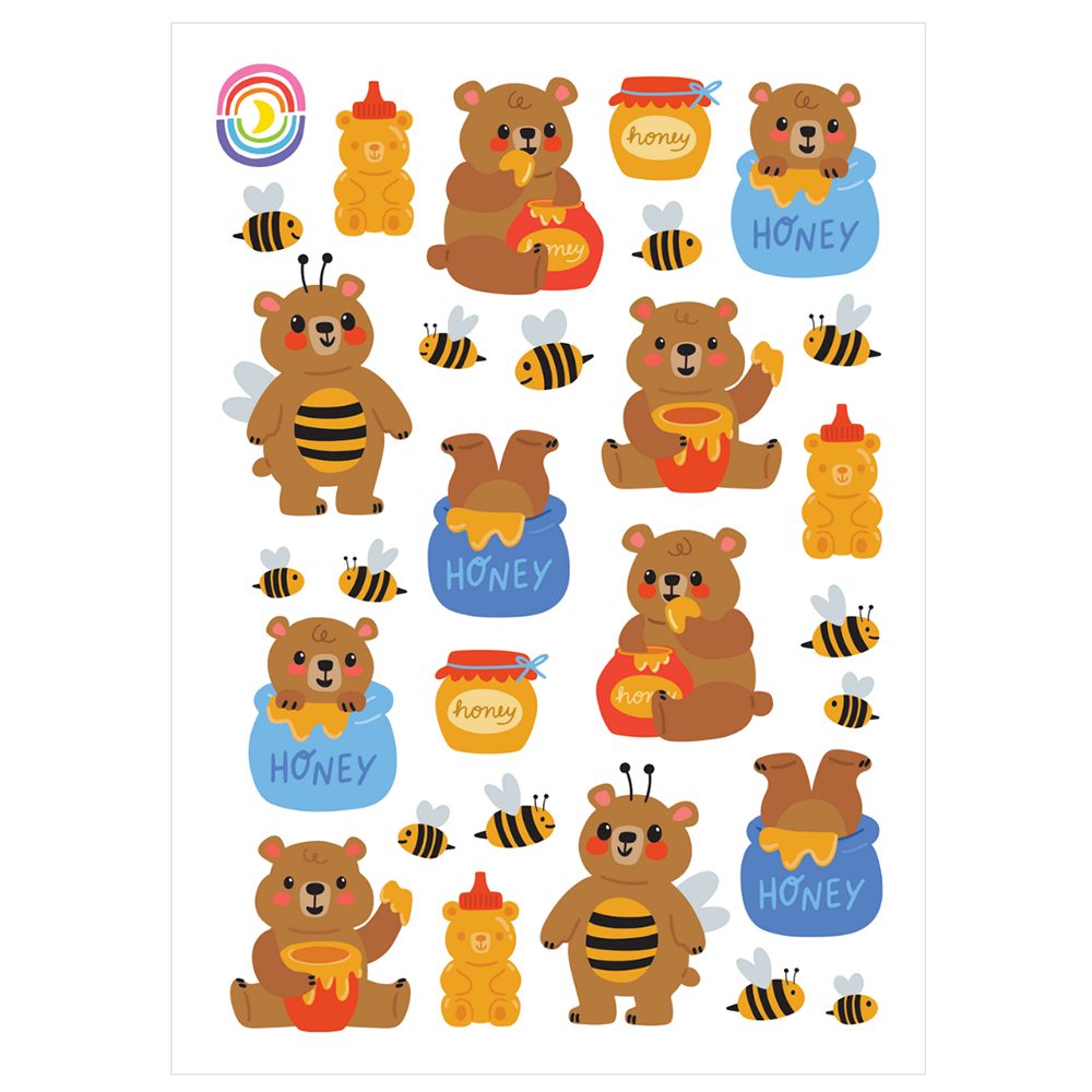 Bear-y Cozy Bears And Bees Glossy Sticker Sheet